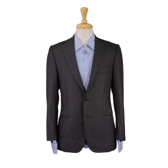 Borrelli Napoli Gray Striped Wool Suit Jacket Blazer Flawed 36S - Picture 1 of 14